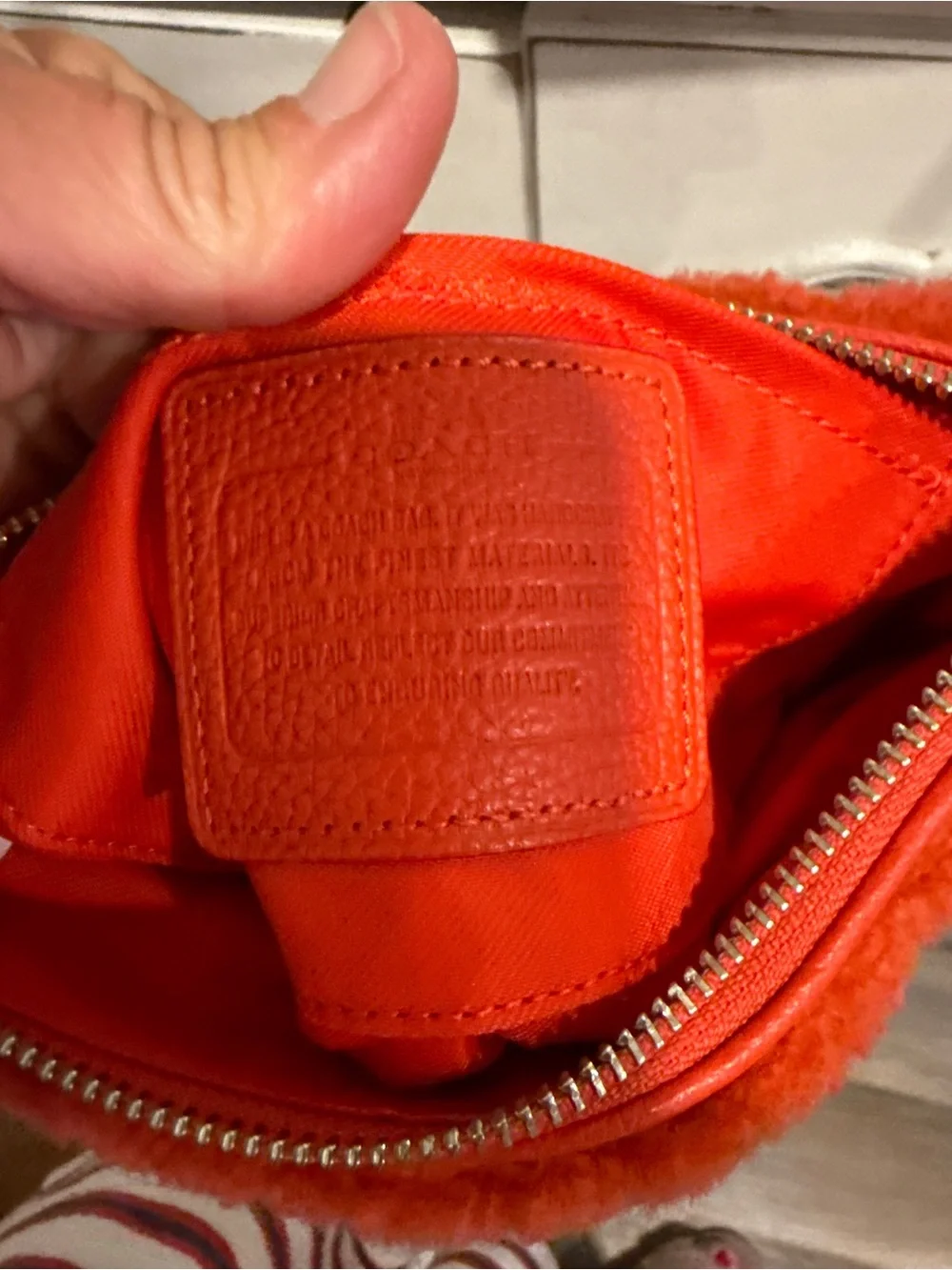 Coach Red Shearling & Leather Crossbody Bag